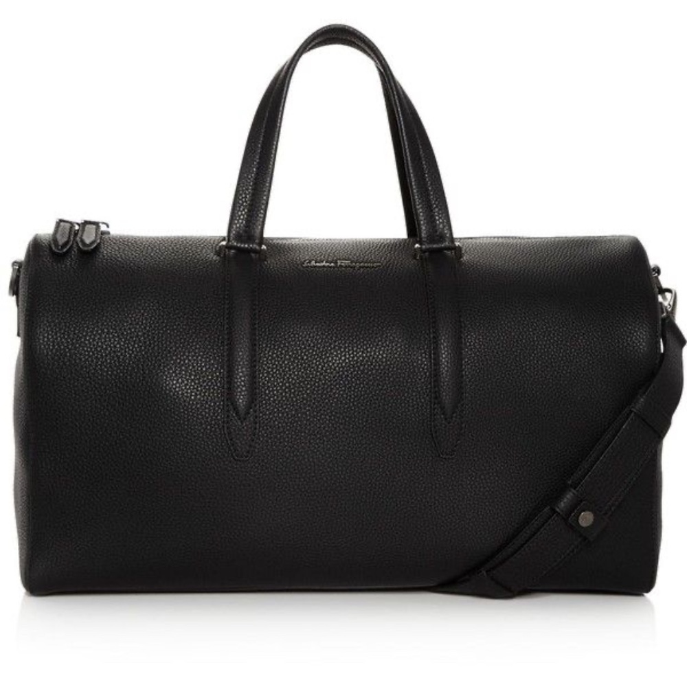 Salvatore Ferragamo Mens Firenze Pebbled Leather Matte Duffel Bag